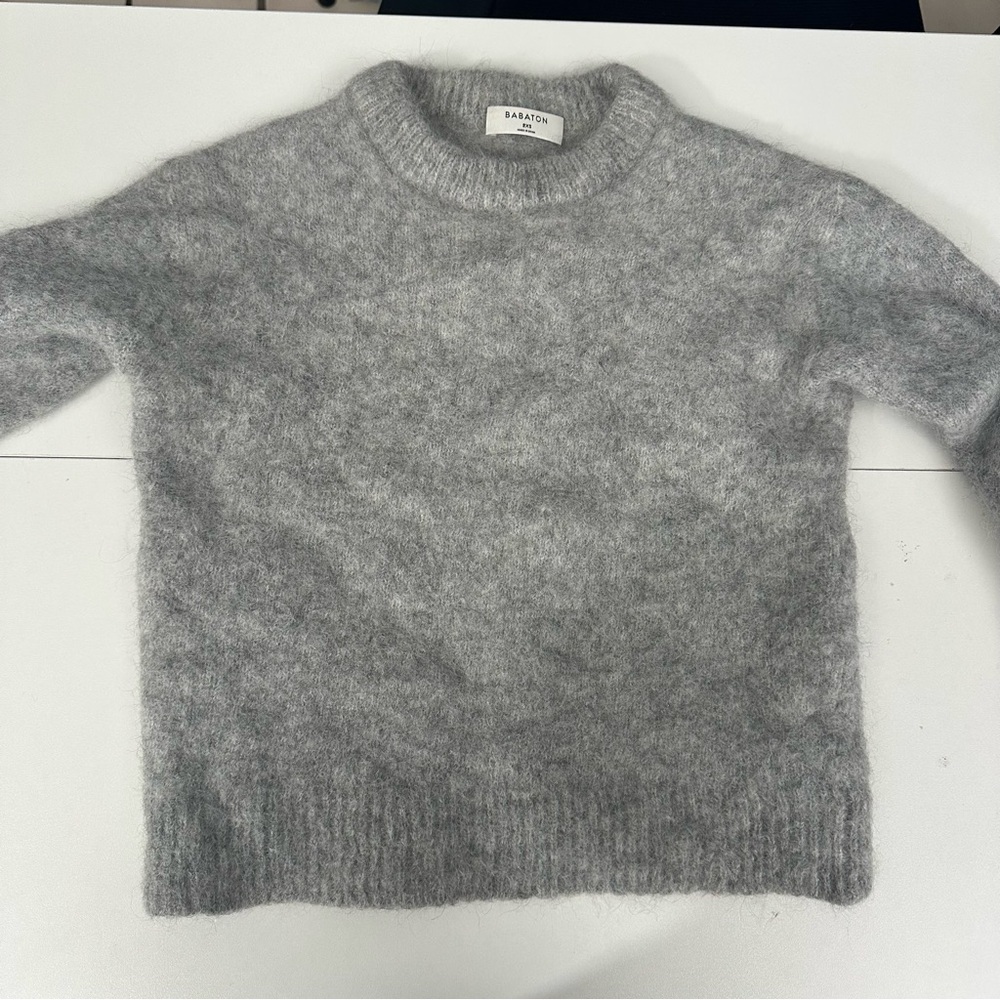 Babaton Grey Mohair Alpaca Blend Sweater 2XS